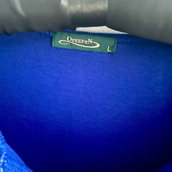 OFEEFAN Long Sleeve V Neck Dressy Blouse, Loose Fit Tunic Top Curved Hem size L - Picture 5 of 7